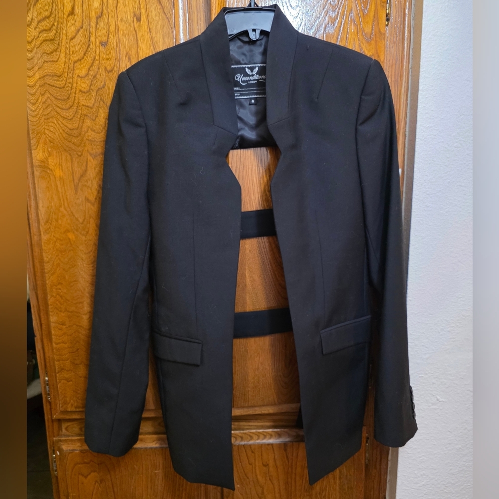 UNCONDITIONAL London Black Blazer With Cut-out Detail Size M